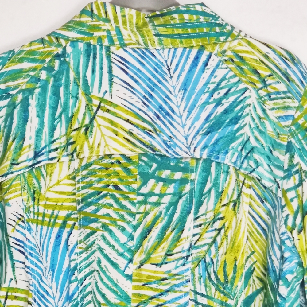 Ruby Rd. Linen Cropped Palm Leaf Printed Jacket - Picture 6 of 14